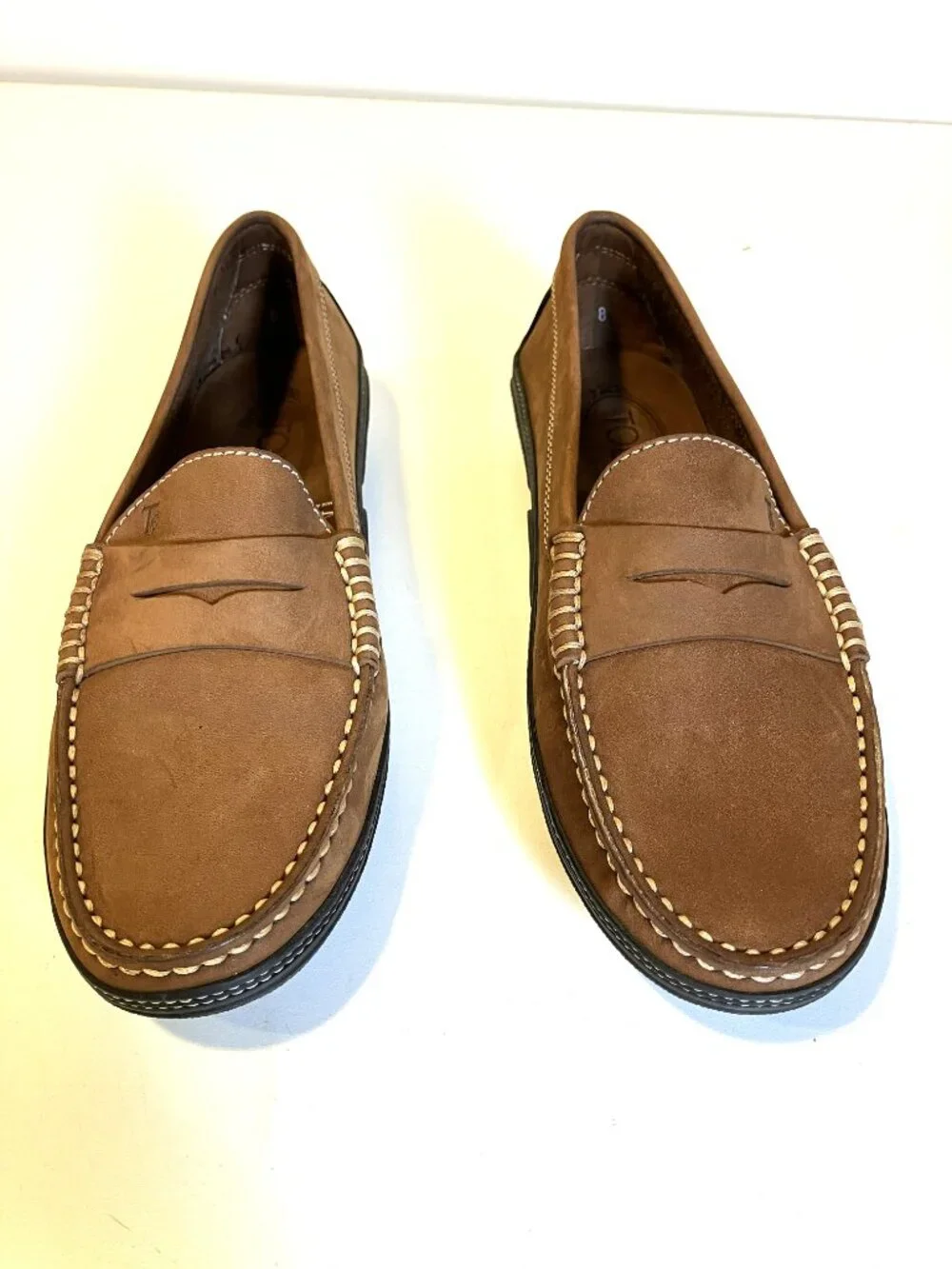 TOD'S Nubuck Brown Suede Leather Loafers. Unisex/Womens Size 8. New.